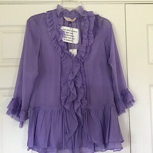 Rebecca Taylor All Ruffled Blouse, Lilac, Size 4
